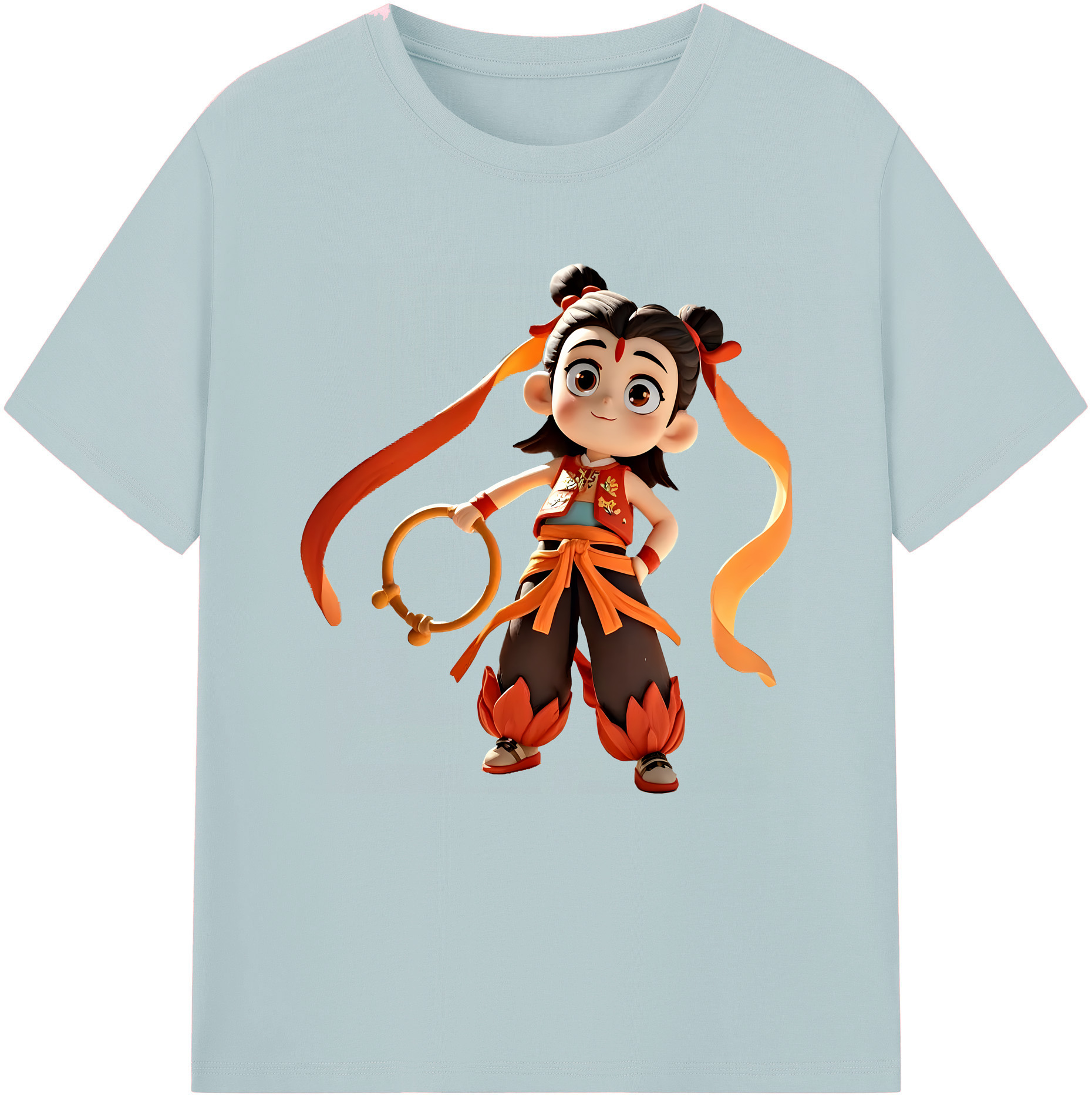 （画像用） Ne Zha 2 ナタ 魔童の大暴れ 綿100％半袖Tシャツ（フロントプリント）